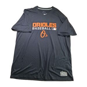 Nike Sz L Dri-Fit Baltimore Orioles T-Shirt Black Orange Baseball MLB Athleisure